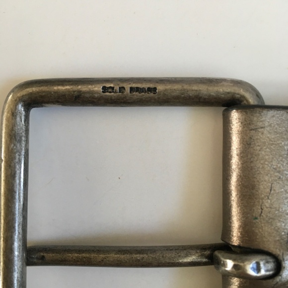 WCM New York Solid Brass Buckle Grommets Metallic Leather Wide Belt L Boho Punk - Picture 3 of 16